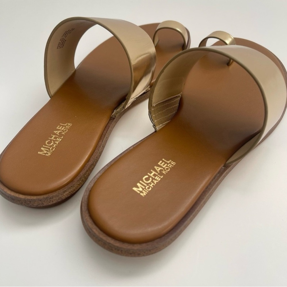 Michael Kors Metallic Gold and Brown Slides size 7 - Picture 3 of 6